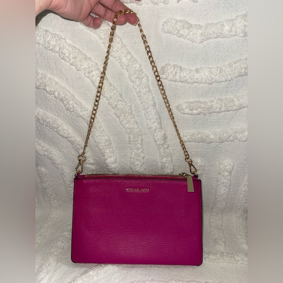 Michael Kors Fuchsia Crossbody Bag with Gold Chain